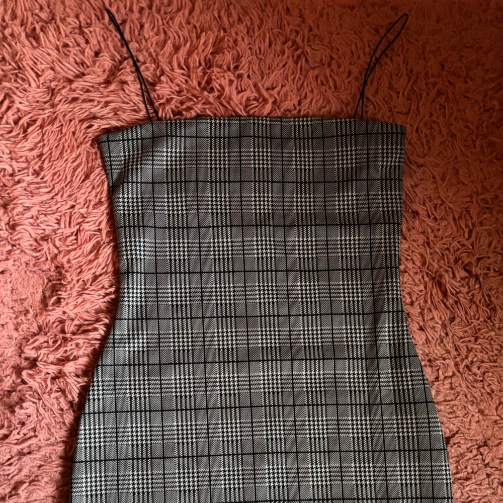 Meshki Black and White Checkered Mini Dress